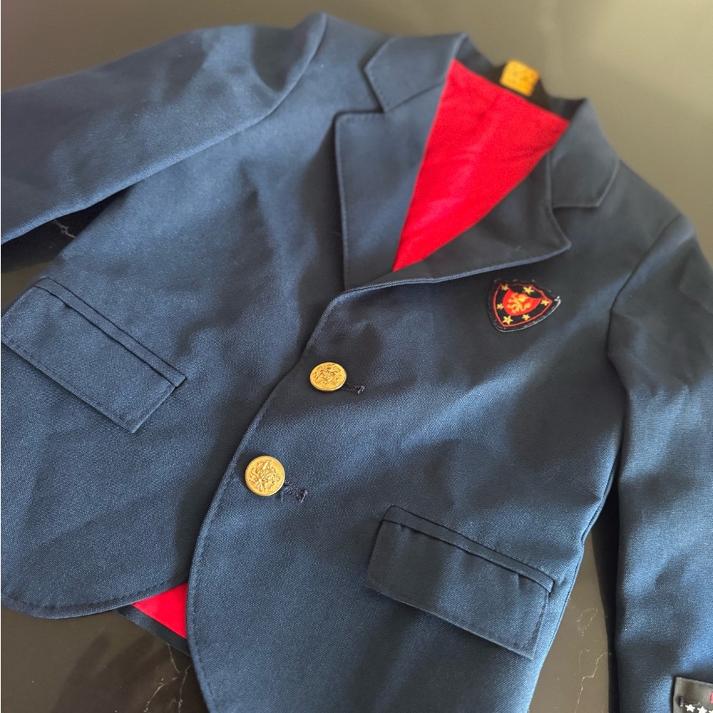 Navy Blue Kids Blazer with‎ Red Lining - Picture 3 of 8